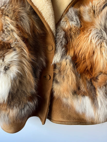 Veste en peau lainée et fourrure