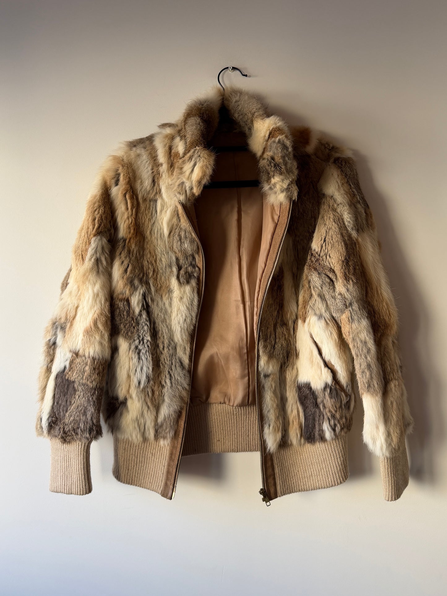 Veste courte en fourrure multicolore