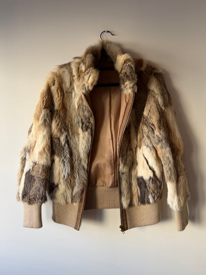 Veste courte en fourrure multicolore