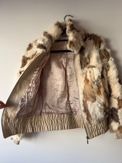 Veste courte en fourrure multicolore