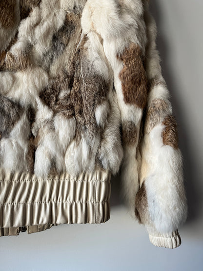 Veste courte en fourrure multicolore