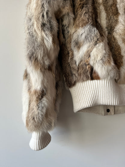 Veste courte en fourrure multicolore