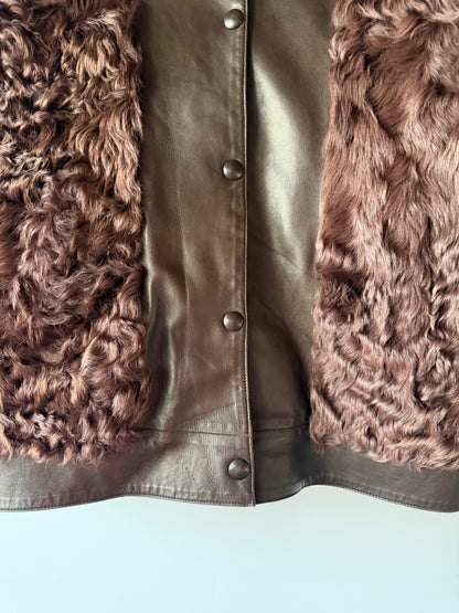Veste en fourrure et cuir marron