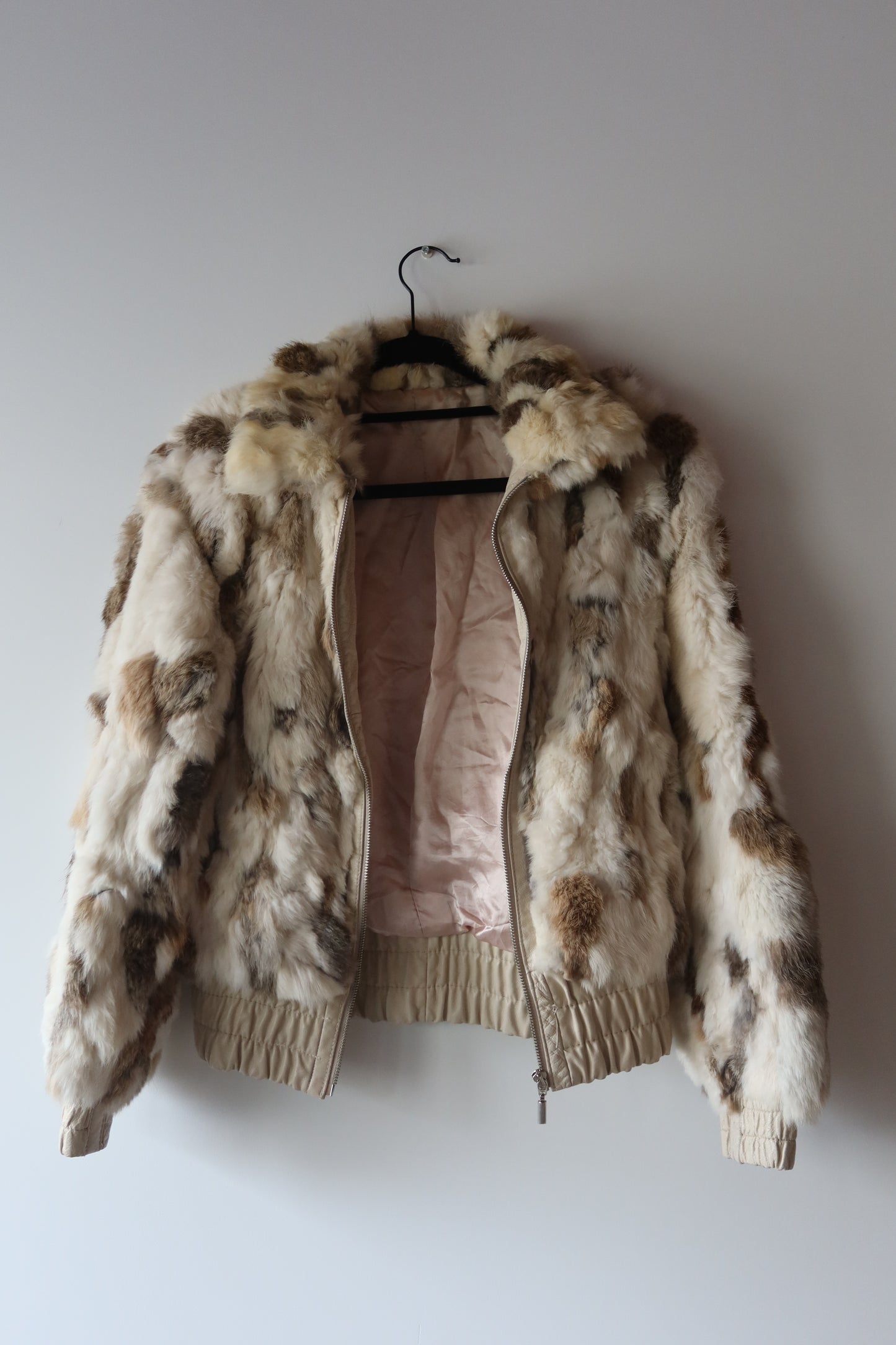 Veste courte en fourrure multicolore