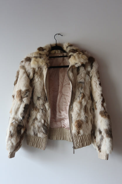 Veste courte en fourrure multicolore