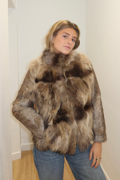 Manteau en fourrure bi-matière