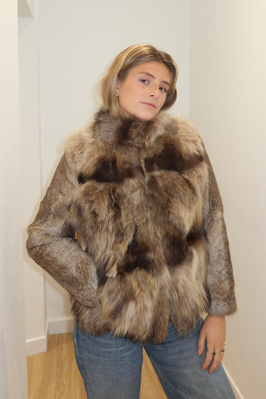 Manteau en fourrure bi-matière