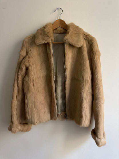 Veste en fourrure beige