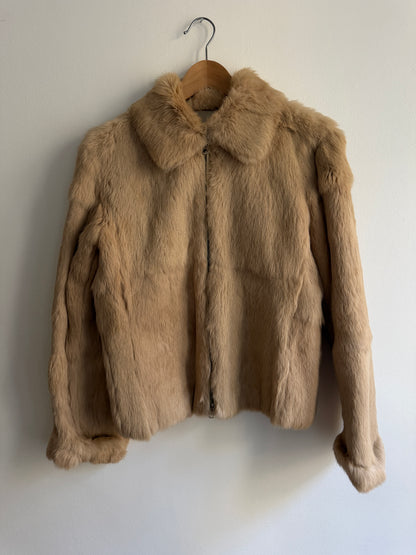 Veste en fourrure beige