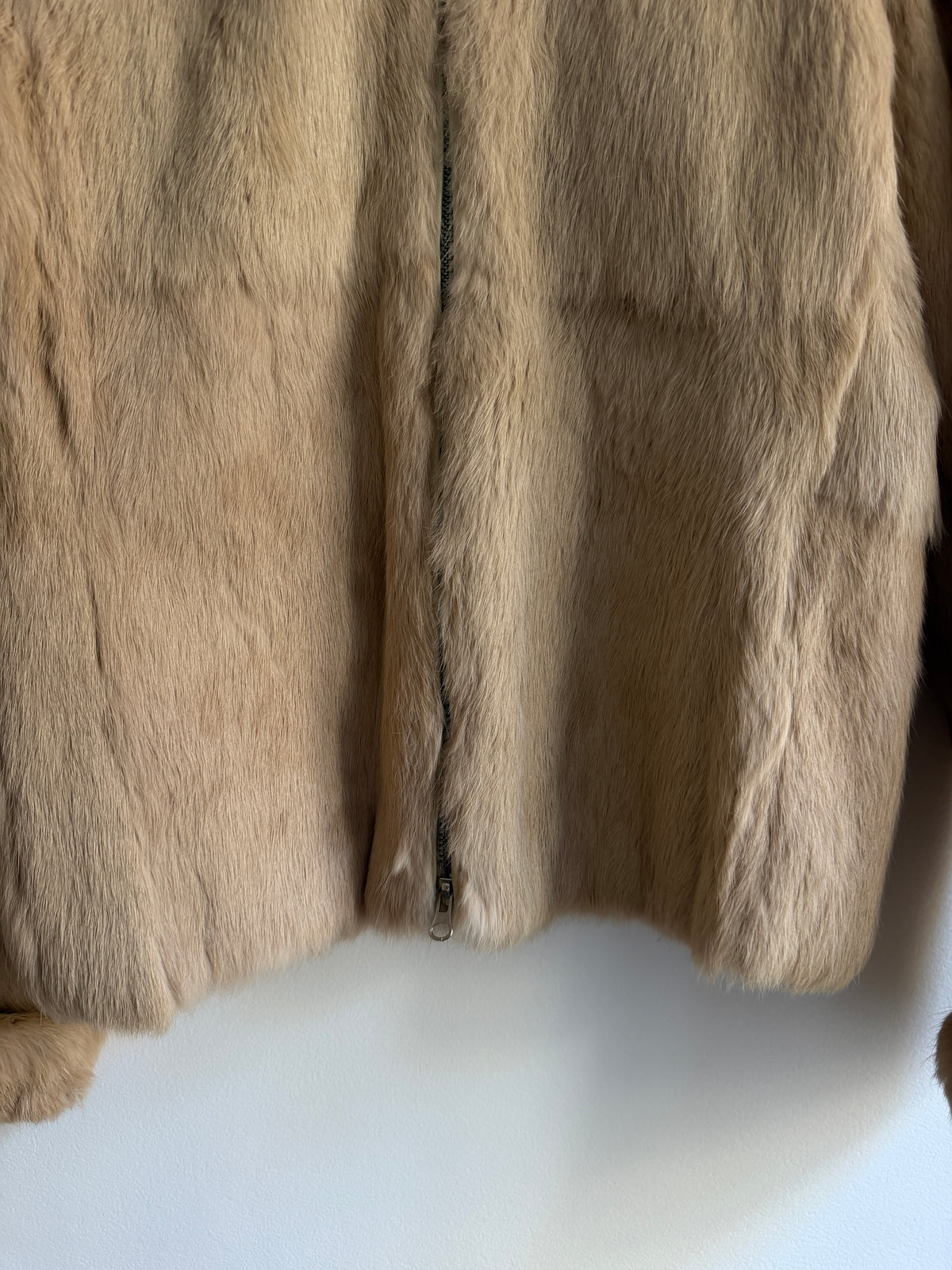 Veste en fourrure beige
