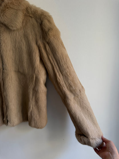 Veste en fourrure beige