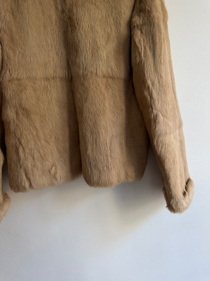 Veste en fourrure beige